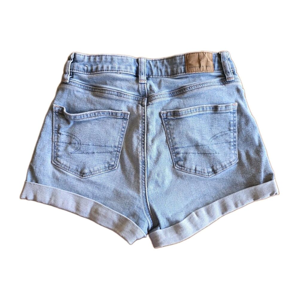 American Eagle Jeans Mom Short Women blue denim Size 00 Stretch Mid rise